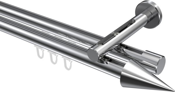 Innenlauf Gardinenstange Aluminium / Metall 20 mm Ø 2-läufig SITENO - Savio Chrom 100 cm