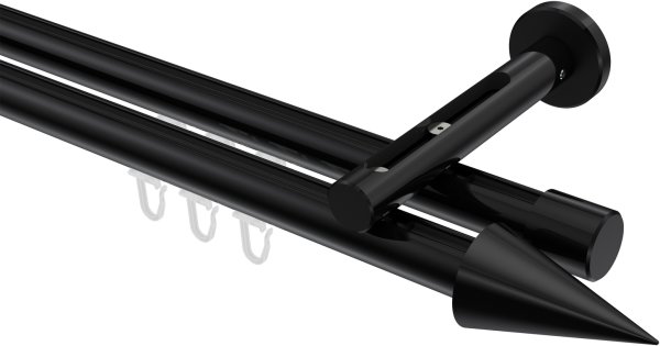 Innenlauf Gardinenstange Aluminium / Metall 20 mm Ø 2-läufig SITENO - Savio Schwarz 100 cm