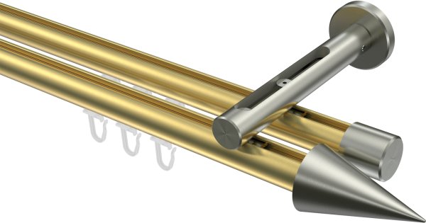 Innenlauf Gardinenstange Messing-Optik / Edelstahl-Optik 20 mm Ø 2-läufig SITENO - Savio