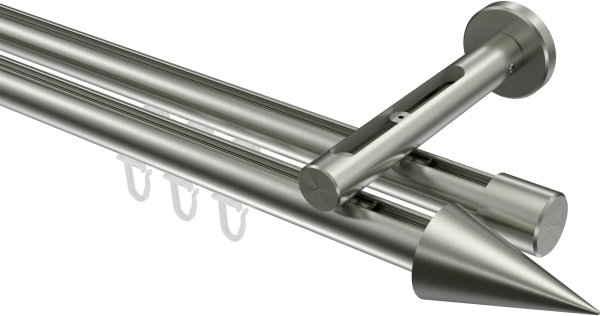 Innenlauf Gardinenstange Edelstahl-Optik 20 mm Ø 2-läufig SITENO - Savio 100 cm