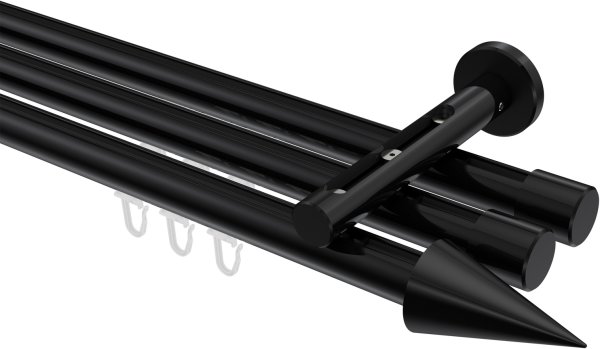 Innenlauf Gardinenstange Aluminium / Metall 20 mm Ø 3-läufig SITENO - Savio Schwarz 100 cm