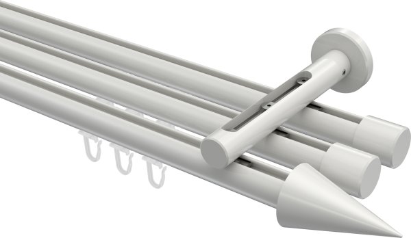 Innenlauf Gardinenstange Aluminium / Metall 20 mm Ø 3-läufig SITENO - Savio Weiß 100 cm