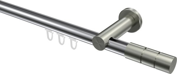 Innenlauf Gardinenstange Aluminium / Metall 20 mm Ø PLATON - Elanto Chrom / Edelstahl-Optik 100 cm