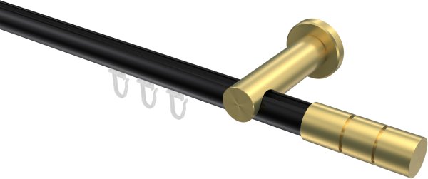 Innenlauf Gardinenstange Aluminium / Metall 20 mm Ø PLATON - Elanto Schwarz / Messing-Optik 100 cm