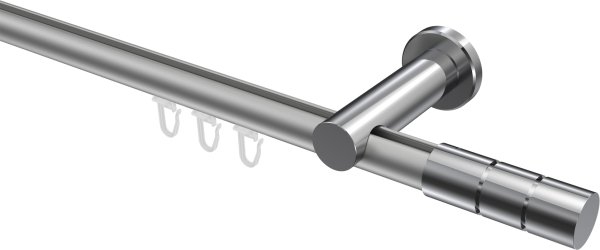 Innenlauf Gardinenstange Aluminium / Metall 20 mm Ø PLATON - Elanto Silbergrau / Chrom 100 cm