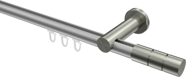Innenlauf Gardinenstange Aluminium / Metall 20 mm Ø PLATON - Elanto Silbergrau / Edelstahl-Optik 100 cm