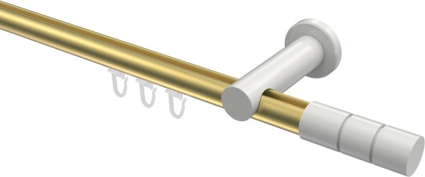 Innenlauf Gardinenstange Aluminium / Metall 20 mm Ø PLATON - Elanto Messing-Optik / Weiß 100 cm