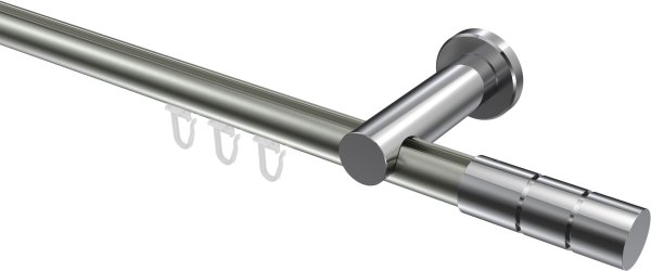 Innenlauf Gardinenstange Aluminium / Metall 20 mm Ø PLATON - Elanto Edelstahl-Optik / Chrom 100 cm
