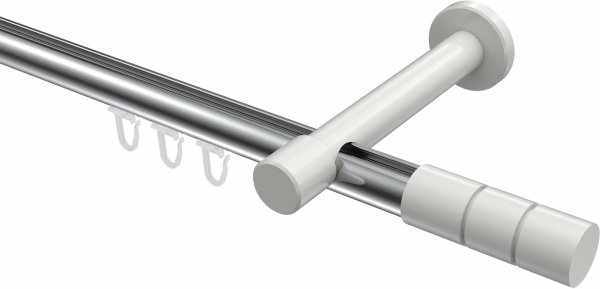 Innenlauf Gardinenstange Aluminium / Metall 20 mm Ø PRESTIGE - Elanto Chrom / Weiß 100 cm