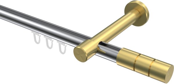 Innenlauf Gardinenstange Aluminium / Metall 20 mm Ø PRESTIGE - Elanto Chrom / Messing-Optik 100 cm