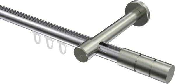 Innenlauf Gardinenstange Aluminium / Metall 20 mm Ø PRESTIGE - Elanto Chrom / Edelstahl-Optik 100 cm