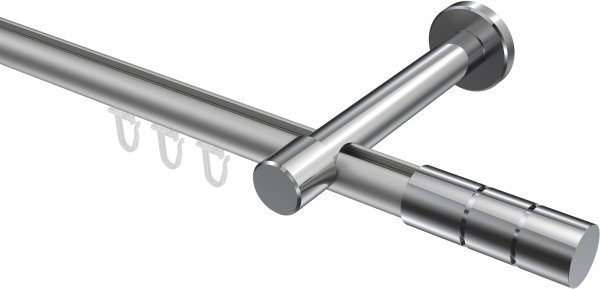 Innenlauf Gardinenstange Aluminium / Metall 20 mm Ø PRESTIGE - Elanto Silbergrau / Chrom 100 cm