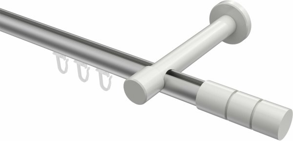 Innenlauf Gardinenstange Aluminium / Metall 20 mm Ø PRESTIGE - Elanto Silbergrau / Weiß 100 cm