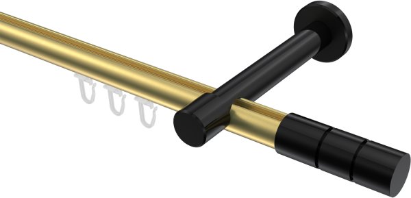 Innenlauf Gardinenstange Aluminium / Metall 20 mm Ø PRESTIGE - Elanto Messing-Optik / Schwarz 100 cm