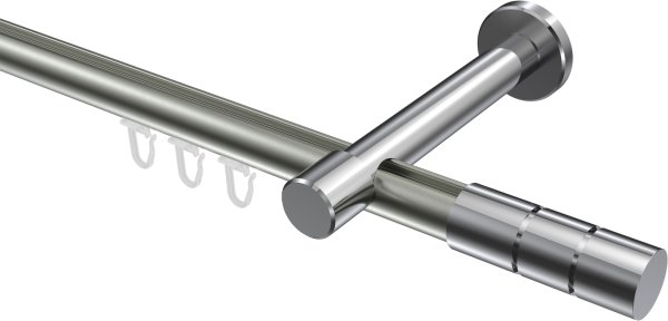 Innenlauf Gardinenstange Aluminium / Metall 20 mm Ø PRESTIGE - Elanto Edelstahl-Optik / Chrom 100 cm