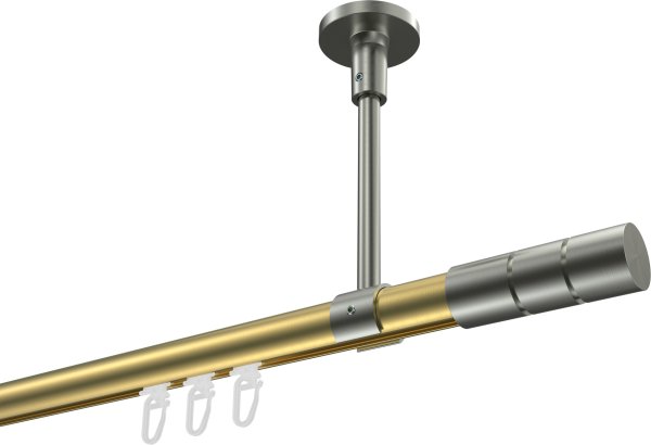 Innenlauf Gardinenstange Messing-Optik / Edelstahl-Optik 20 mm Ø SONETTE - Elanto