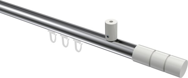 Innenlauf Gardinenstange Aluminium / Metall 20 mm Ø SONIUS - Elanto Chrom / Weiß 100 cm