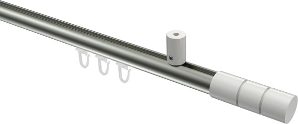 Innenlauf Gardinenstange Aluminium / Metall 20 mm Ø SONIUS - Elanto Edelstahl-Optik / Weiß 100 cm