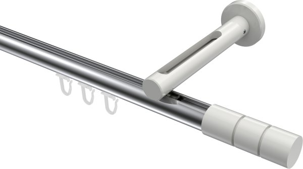 Innenlauf Gardinenstange Aluminium / Metall 20 mm Ø SITENO - Elanto Chrom / Weiß 100 cm