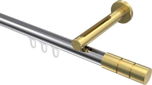 Innenlauf Gardinenstange Aluminium / Metall 20 mm Ø SITENO - Elanto Chrom / Messing-Optik 100 cm