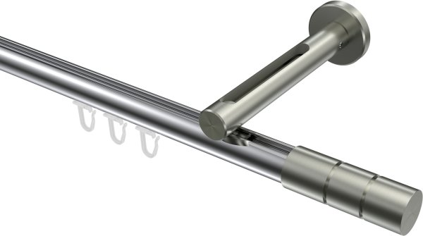 Innenlauf Gardinenstange Aluminium / Metall 20 mm Ø SITENO - Elanto Chrom / Edelstahl-Optik 100 cm