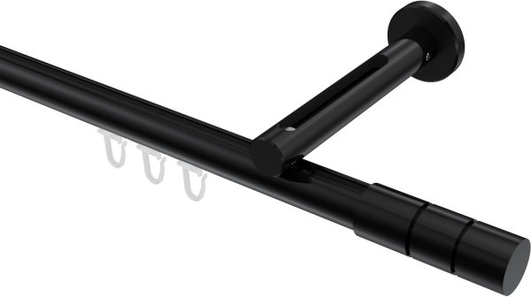 Innenlauf Gardinenstange Aluminium / Metall 20 mm Ø SITENO - Elanto Schwarz 100 cm