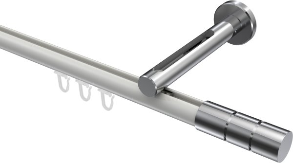 Innenlauf Gardinenstange Aluminium / Metall 20 mm Ø SITENO - Elanto Weiß / Chrom 100 cm