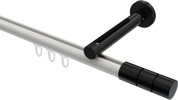 Innenlauf Gardinenstange Aluminium / Metall 20 mm Ø SITENO - Elanto Weiß / Schwarz 100 cm