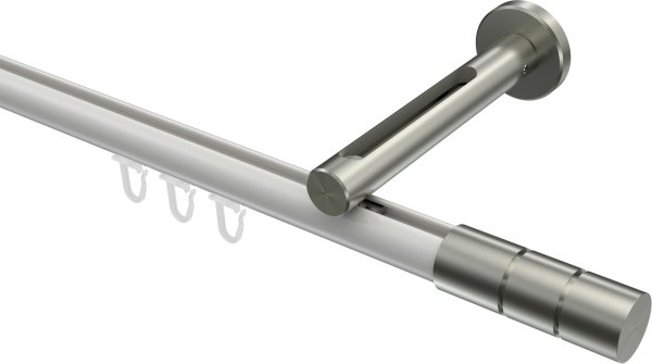 Innenlauf Gardinenstange Aluminium / Metall 20 mm Ø SITENO - Elanto Weiß / Edelstahl-Optik 100 cm
