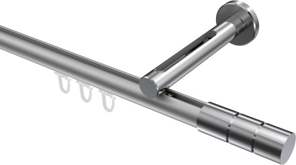 Innenlauf Gardinenstange Aluminium / Metall 20 mm Ø SITENO - Elanto Silbergrau / Chrom 100 cm