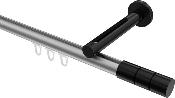 Innenlauf Gardinenstange Aluminium / Metall 20 mm Ø SITENO - Elanto Silbergrau / Schwarz 100 cm