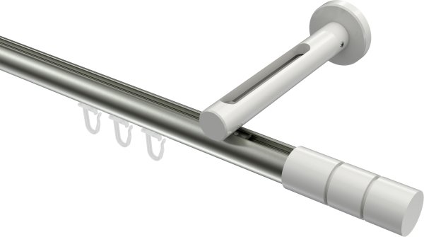 Innenlauf Gardinenstange Aluminium / Metall 20 mm Ø SITENO - Elanto Edelstahl-Optik / Weiß 100 cm