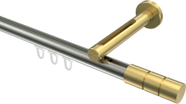 Innenlauf Gardinenstange Edelstahl-Optik / Messing-Optik 20 mm Ø SITENO - Elanto 100 cm