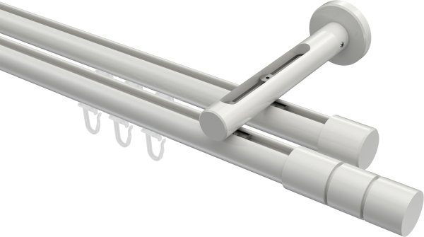 Innenlauf Gardinenstange Aluminium / Metall 20 mm Ø 2-läufig SITENO - Elanto Weiß 100 cm