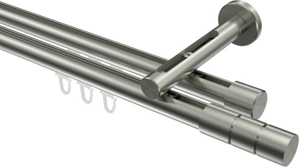 Innenlauf Gardinenstange Edelstahl-Optik 20 mm Ø 2-läufig SITENO - Elanto 100 cm