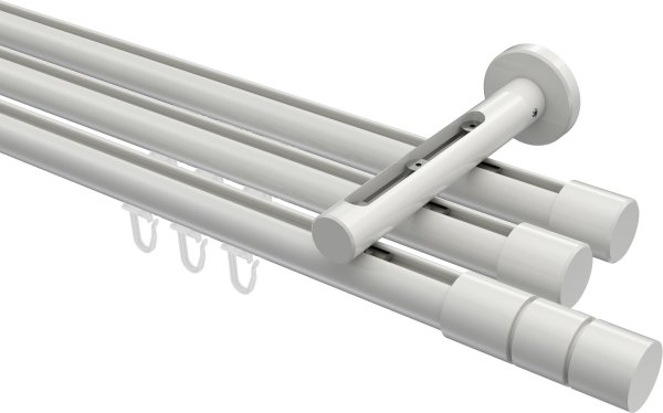 Innenlauf Gardinenstange Aluminium / Metall 20 mm Ø 3-läufig SITENO - Elanto Weiß 100 cm