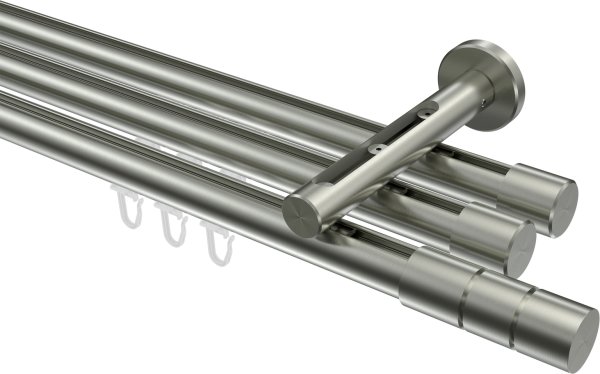 Innenlauf Gardinenstange Edelstahl-Optik 20 mm Ø 3-läufig SITENO - Elanto 100 cm