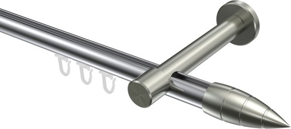 Innenlauf Gardinenstange Aluminium / Metall 20 mm Ø PRESTIGE - Samanto Chrom / Edelstahl-Optik 100 cm