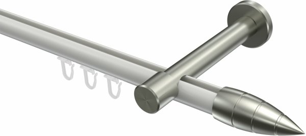 Innenlauf Gardinenstange Aluminium / Metall 20 mm Ø PRESTIGE - Samanto Weiß / Edelstahl-Optik 100 cm