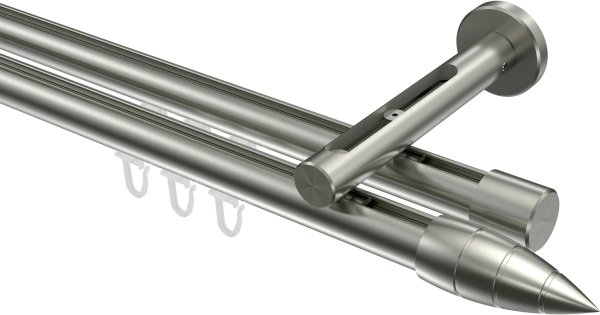 Innenlauf Gardinenstange Edelstahl-Optik 20 mm Ø 2-läufig SITENO - Samanto 100 cm