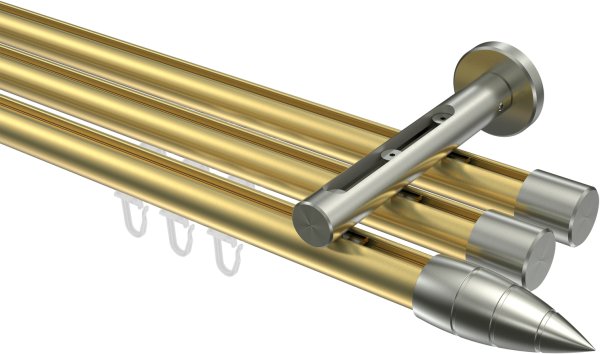 Innenlauf Gardinenstange Messing-Optik / Edelstahl-Optik 20 mm Ø 3-läufig SITENO - Samanto