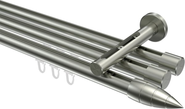 Innenlauf Gardinenstange Edelstahl-Optik 20 mm Ø 3-läufig SITENO - Samanto 100 cm