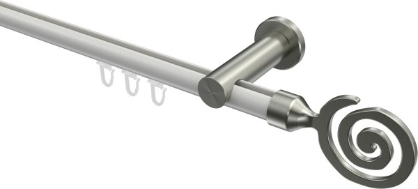 Innenlauf Gardinenstange Aluminium / Metall 20 mm Ø PLATON - Galaxa Weiß / Edelstahl-Optik 100 cm