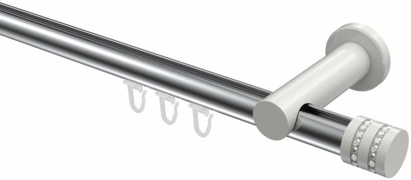 Innenlauf Gardinenstange Aluminium / Metall 20 mm Ø PLATON - Estana Chrom / Weiß 100 cm