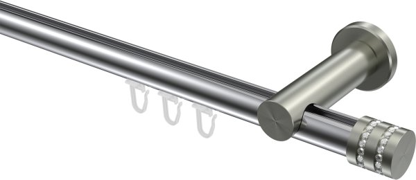 Innenlauf Gardinenstange Aluminium / Metall 20 mm Ø PLATON - Estana Chrom / Edelstahl-Optik 100 cm