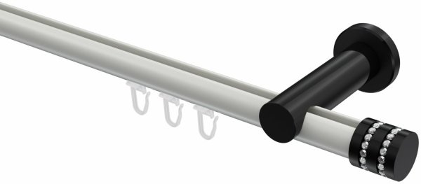 Innenlauf Gardinenstange Aluminium / Metall 20 mm Ø PLATON - Estana Weiß / Schwarz 100 cm