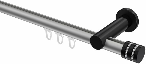 Innenlauf Gardinenstange Aluminium / Metall 20 mm Ø PLATON - Estana Silbergrau / Schwarz 100 cm