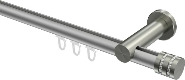 Innenlauf Gardinenstange Aluminium / Metall 20 mm Ø PLATON - Estana Silbergrau / Edelstahl-Optik 100 cm