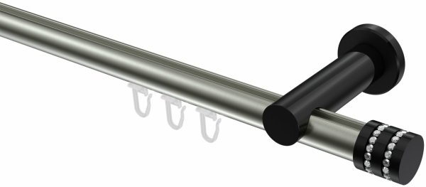 Innenlauf Gardinenstange Aluminium / Metall 20 mm Ø PLATON - Estana Edelstahl-Optik / Schwarz 100 cm