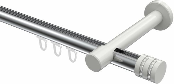 Innenlauf Gardinenstange Aluminium / Metall 20 mm Ø PRESTIGE - Estana Chrom / Weiß 100 cm